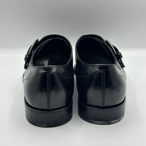 SALVATORE FERRAGAMO Lavorazione Leather Monk-Strap Shoes Black Sz 9 D $1475 - Picture 5 of 9